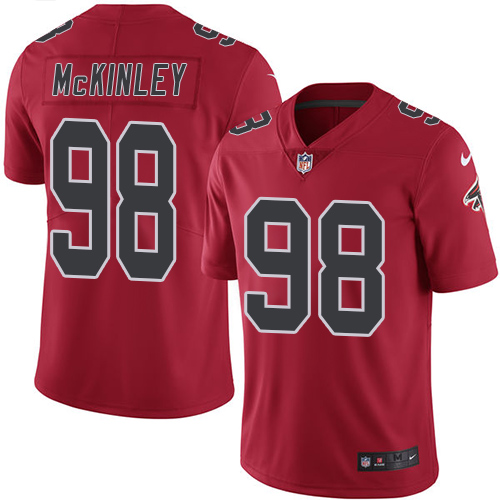 Nike Falcons #98 Takkarist McKinley Red Men's Stitched NFL Limited Rush Jersey - Click Image to Close